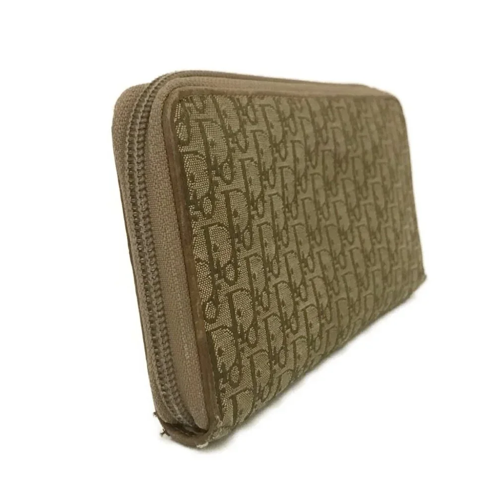 EGA Christian Dior Oblique Trotter Canvas Zip Around Long Wallet Beige/9BL1393